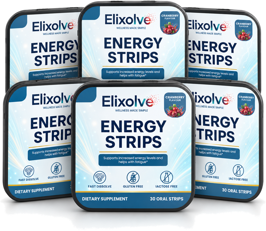 6 packs of Elixolve Energy Oral Strips
