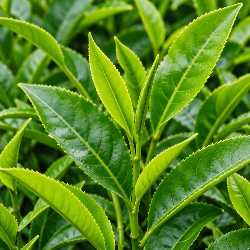 Green tea leaves